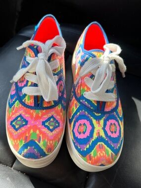 Rocket Dog Women's Neon Aztec Canvas Sneakers - Blue Pink Green Orange